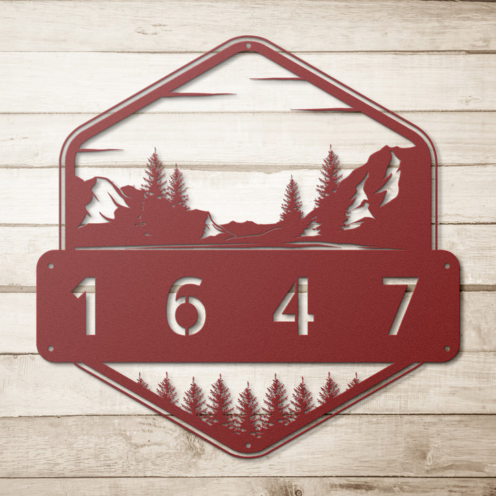 Mountains Metal Address Sign