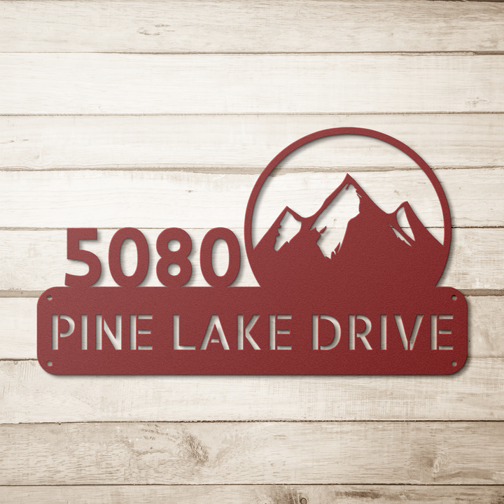 Mountains Metal Address Sign