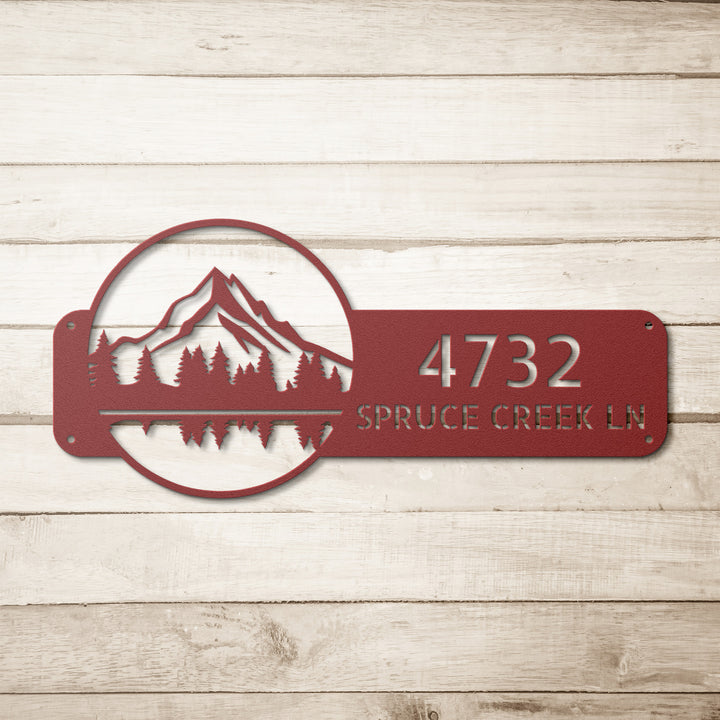 Mountains Metal Address Sign