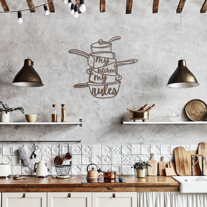 My Kitchen My Rules Metal Wall Art