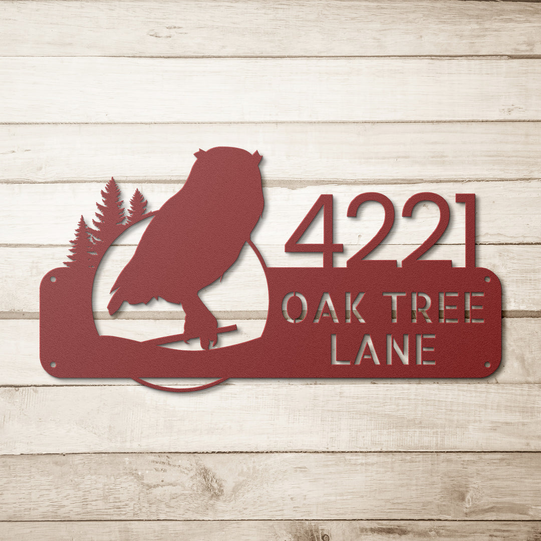 Owl Metal Addess Sign