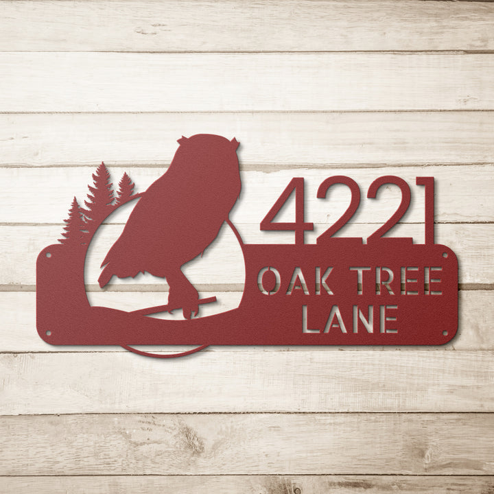 Owl Metal Addess Sign