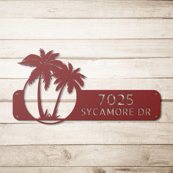 Palm Trees Metal Address Sign