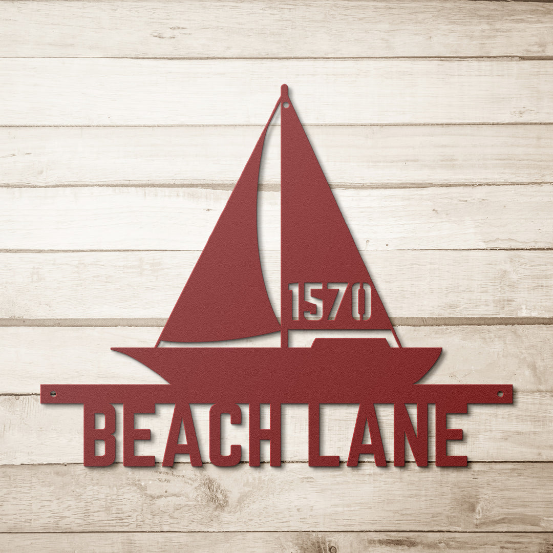 Sailboat Metal Address Sign