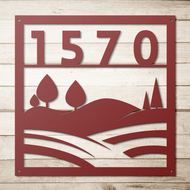 Nature Scene Metal Address Sign