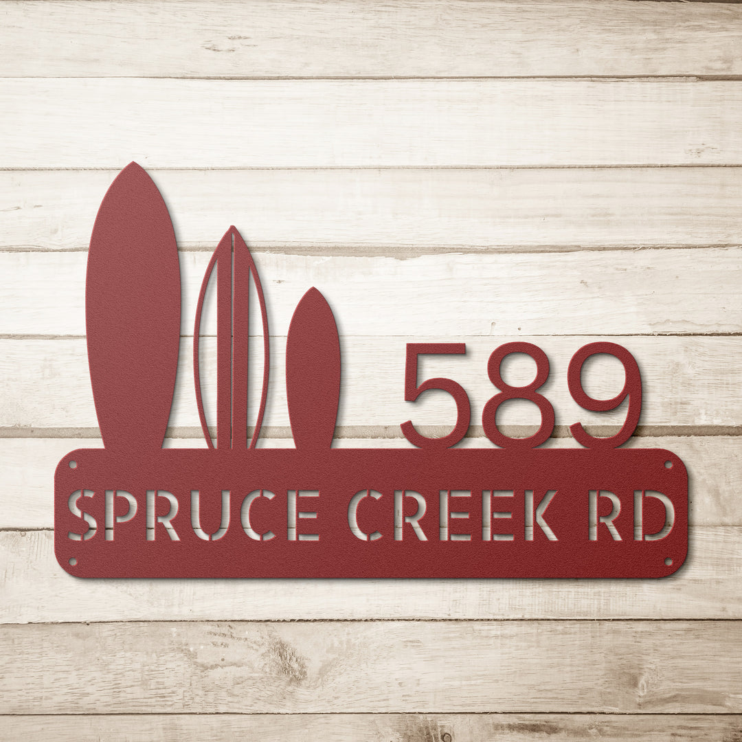 Surfboards Metal Address Sign