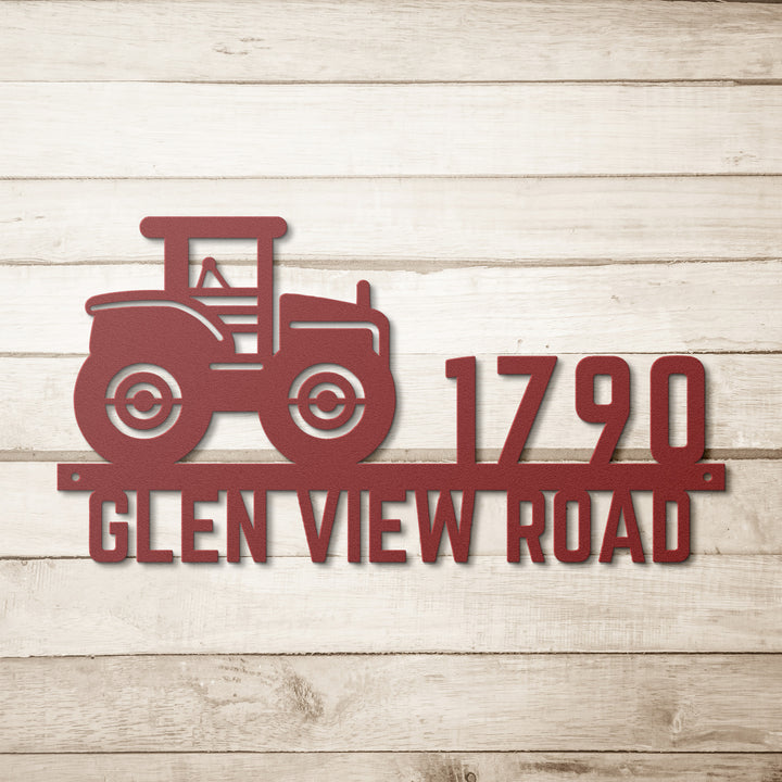 Tractor Metal Address Sign