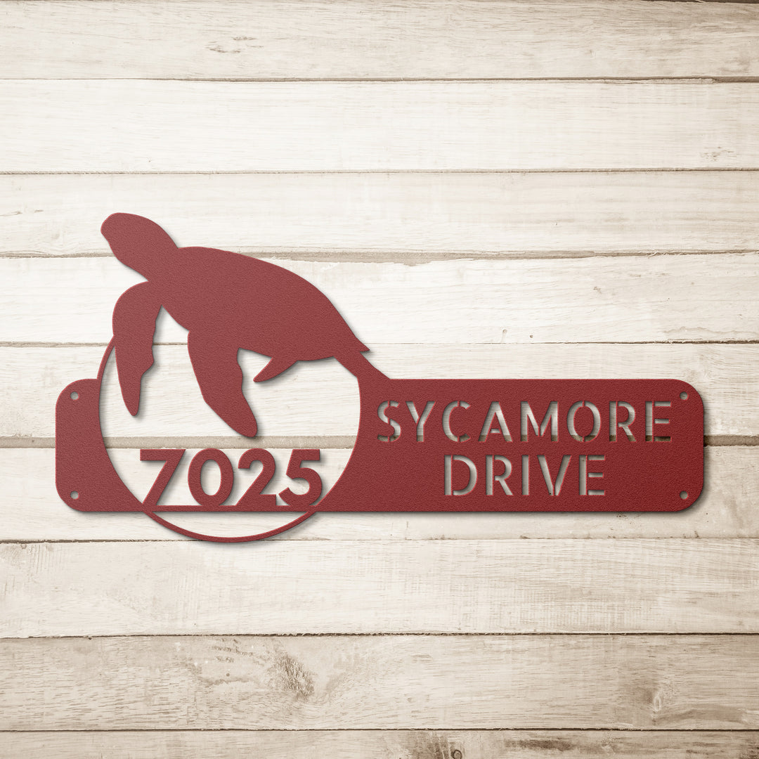 Sea Turtle Metal Address Sign