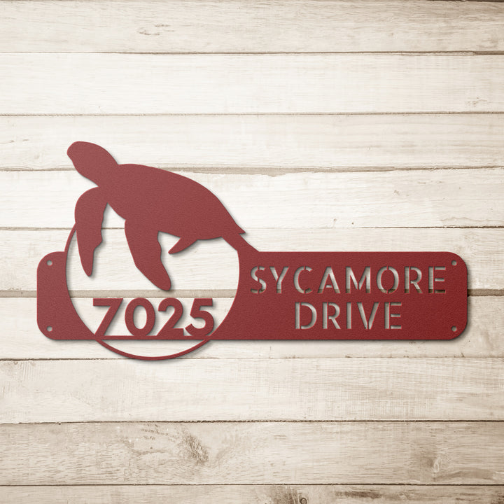 Sea Turtle Metal Address Sign