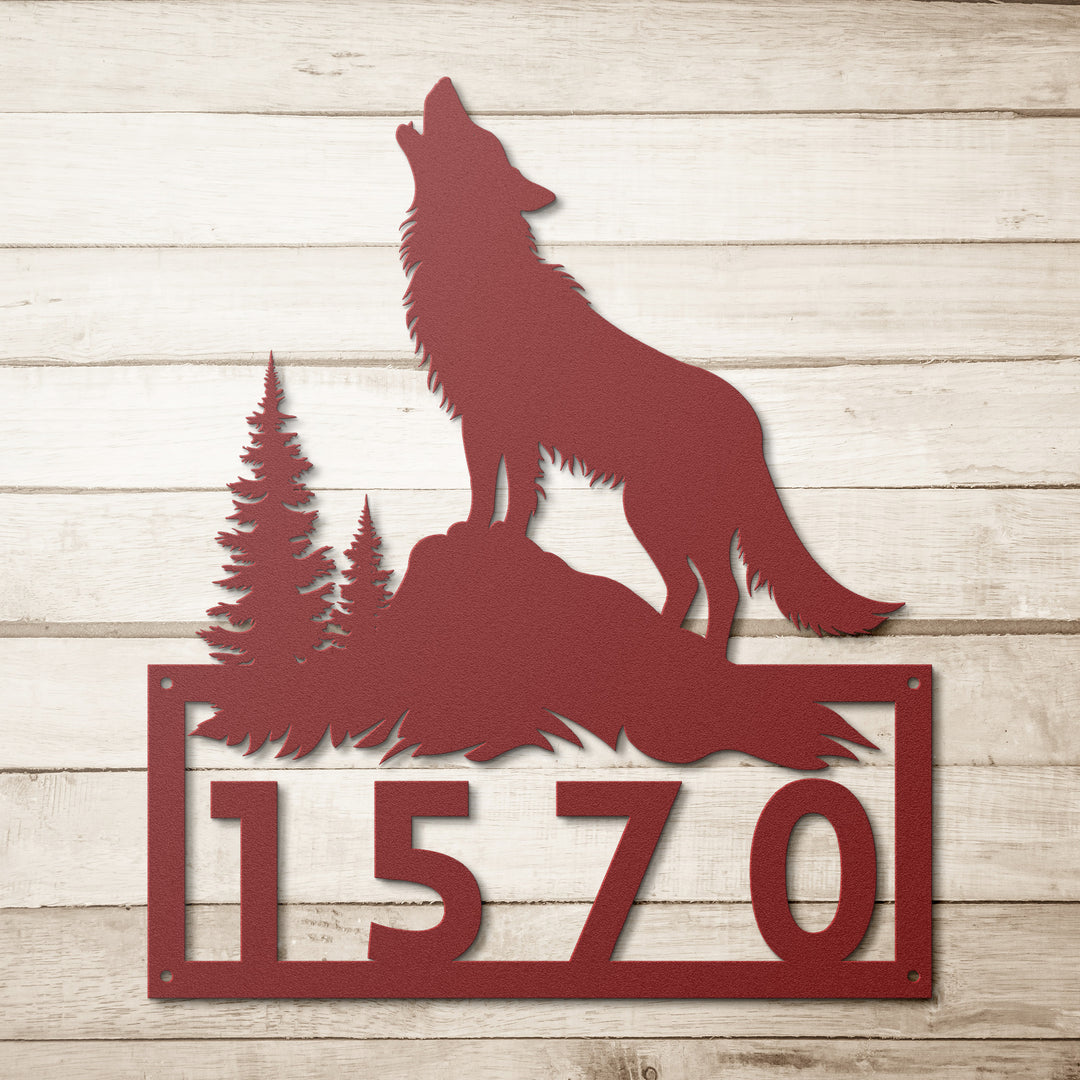 Wolf Metal Address Sign