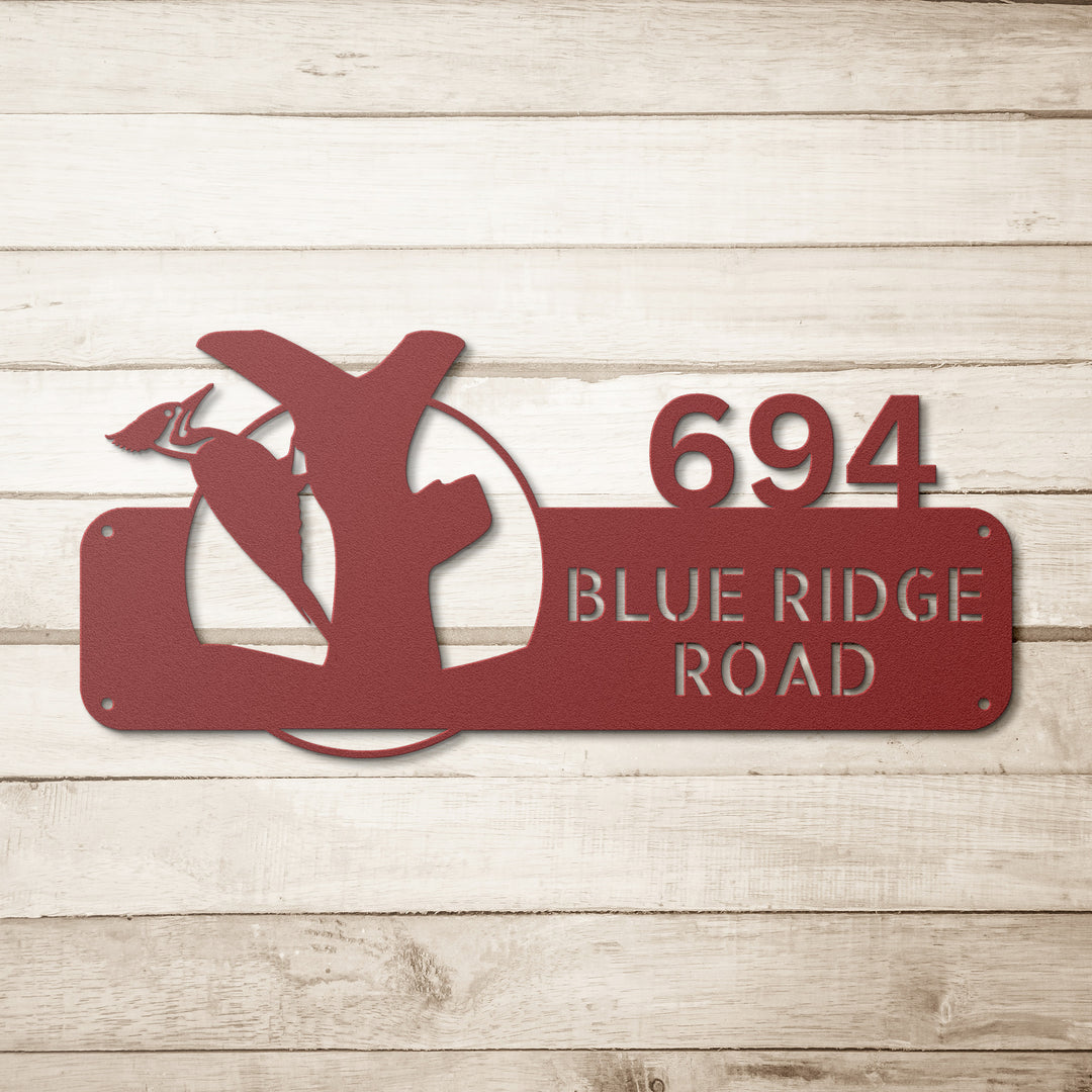 Woodpecker Metal Address Sign